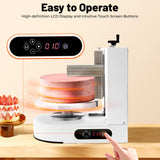 200W Automatic Cake Decorating Machine, Professional Cream Jam Spreader for 4-12 Inch Cakes with Turntable, 60-320RPM Adjustable Icing Smoother (White)