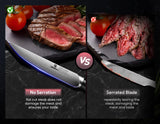 Piklohas Steak Knives Set of 8 with Drawer Organizer Built-in Sharpener, 4.6 Inch Non Serrated Dinner Knife, Forged German Steel Damascus Pattern Straight Edge Meat Knife with Full Tang Handle, Black