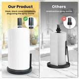 BLUJAYE 2 in 1 Paper Towel Holder with Spray Bottle - Matte Black Paper Towel Holder Countertop & Spray Bottle - Rust-Resistant Metal Base Standing Paper Roll Mount for Kitchen, Bathroom & Garage