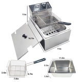Electric Deep Fryer with Basket for Home Use, Countertop Commercial Deep Fryer 1700w Powerful Performance 9.7Qt Large Capacity Stainless Steel Oil Fryer, Temperature Control
