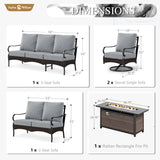 Sophia & William Metal Patio Furniture Set with Fire Pit Table, 7 Seats