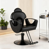 EITPETPORT Black Salon Barber Chair, Reclining Salon Chair for Hair Stylist for Home, Barber Chair with Hydraulic Pump, 360° Swivel, Beauty Hairdresser Chair Equipment for Spa, Tattoo and Shampoo