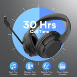 Bluetooth Headsets with Microphone & USB Dongle, 30 Hours Talk Time & 33ft Range, AI Environmental Noise Cancelling Mic EKSA
