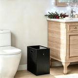 FANTERSI Small Black Trash Can 4.5 Gallon, Metal Mesh and Wood Combination Small Garbage Can, Office Waste Basket with Handle, Rectangular Trashcan for Home Office, Bedroom, Living Room
