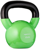 Amazon Basics Vinyl Kettlebell for Strength Training and Workout, 25 Pounds, Textured Handle, Light Green