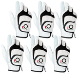 FINGER TEN Golf Gloves Men Right Left Handed Golfer 6 Pack (White-6 Pack, Medium, Right)