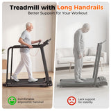 Lastforever Walking Treadmill with Extended Handrails & Bidirectional Belt, 2.5HP Quiet Motor, 0.5–6 MPH, 310 lbs Capacity, Compact Treadmill for Home Seniors