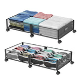 Under Bed Storage with Wheels, 31.5in / 35L Large Rolling Underbed Storage, Underbed Drawer on Wheels, Tool-free Assembly Metal Under Bed Drawers Organizer Container for Bedroom Shoes Clothes Toys