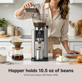 AMZCHEF Conical Burr Coffee Grinder, Espresso Grinder with 45 Grind Settings, Anti-Static Electric Coffee Bean Mill with Touchscreen Timer, 40mm Stainless Steel Burr