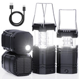 4 Pack Rechargeable Emergency Lanterns for Power Outages, USB-C & Solar Backup, Lantern Flashlight Combo, 1600mAh, 30H Runtime, Compact Hanging Lights for Camping Tent