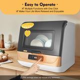 Portable Countertop Dishwashers, 800W 3-In-1 12-20 Pieces Desktop Non Installation Dishwasher Compact Dishwasher Household Mini Dishwashers w/360° Spray Arms for Home Small Apartments RVs