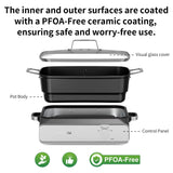 Slow Cooker 10 Quarts (2 x 5 Quarts) PFOA-Free Ceramic Coating | Adjustable Temp Oven Safe to 450°F | Keep Warm Function for Large Family Gatherings (Includes Silicone Spoon)