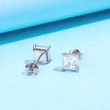 FANCIME 14k Solid White Gold Round 4 Prong 2cttw Moissanite Earrings 5.5mm D-E Color VVS Clarity Tiny Small Mini Sleeper Stud Earrings Fine Jewelry for Women