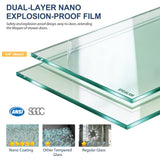 Double Sliding Shower Door 61-66" W x 72" H with Nano Anti-Explosion Safety Film, 1/4" (6mm) Tempered Glass Semi-Frameless Bypass Bathroom Shower Glass Doors,Brushed Gold