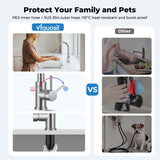 Kitchen Faucet with Pull Down Sprayer, VFAUOSIT Lead-Free Kitchen Sink Faucet Brushed Nickel Stainless Steel High Arc Pull Out Single Hole Kitchen Faucets for Pot Filler, Farmhouse RV Bar Laundry Room