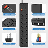 JUNNUJ Heavy Duty Surge Protector 4800J, 20 Amp Switch 6 FT Extension Cord