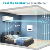 Mini Split AC/Heating System - 9000 BTU Mini Split AC Inverter Heating and Cooling, 19 SEER2 115V/110V Energy Efficient Ductless Air Conditioner Up to 550sq.ft, Pre-charged System, Installation Kit