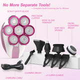 Electric Razors for Women, 7D Shavers for Women with LED Display, Rechargeable Waterproof Electric Shaver, 5-in-1 Multi-Function Body Hair Shaver Grooming Kit for Legs/Face/Armpits/Bikini(Pink)