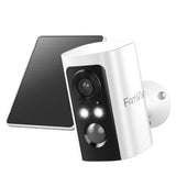 FAMVIVA 2K Security Cameras Wireless Outdoor with Solar Panels, Battery Powered Cameras for Home Security, Color Night Vision, AI Motion Detection, Spotlight & Siren Alarm, 2.4GHz, Waterproof