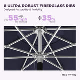 Midtown Umbrellas Push & Pop 10 Ft Patio Umbrellas with Push & Pop Mechanism, 8 Fiberglass Ribs & Terylast Polyester Fabric – For Deck, Pool, Cafés and Hotels – Navy Canopy, Silver Pole