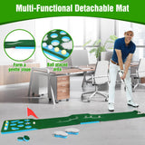 KEMLDIVS Golf Putting Game Set, Detachable Golf Putting Green Mat with 4 Balls, 2 Cups & Flags, 1 Portable Bag for Indoor & Outdoor Party Game Use