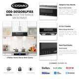 COSMO COS-3012ORLP1SS 30 in. Stellar Collection 1.2 cu. ft. Slim Over the Range Microwave, 1000W, Automatic Presets, Touch Controls, Black