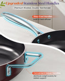Nuwave Essential Series 5PC Ceramic Cookware Set PFAS-Free, G11 Duralon Blue Coating, Pots and Pans Set Non Stick, Dishwasher Safe