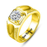 Oseew Gold Men moissanite ring 1 Carat Round Cut moissanite rings for men Solitaire D Color VVS1 Clarity Brilliant Round