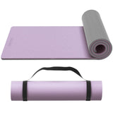 onlyhe Extra Thick 12mm TPE Exercise Yoga Mat with Strap, 1/2 Inch Non-slip Workout Mat for gymnastics, Pilates, Home, Workout, Gym Floor Fitness (Purple + Grey)