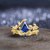 Oseew Kite Cut Sapphire engagement ring set(Sapphire)