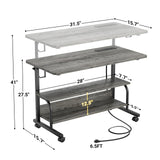 32" Height Adjustable Standing Desk with Power Outlets - Manual Rolling Stand Up Desk with Wheels Small Portable Computer Desk