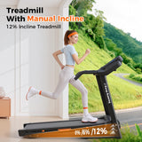 Lastforever 3.5HP Folding Treadmill for Home, 350 lbs Capacity, Portable Treadmills with 3-Level 12% Manual Incline, Bluetooth Speaker, Shock Absorption, Quiet Motor