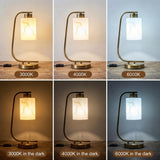 Mieloxiy Modern Industrial Table Lamp, Marble Pattern Glass Shade Desk Lamp with C-Shaped Gold Metal Base, Bedside Nightstand Lamp for Bedroom, Living Room, Office, E26 Base