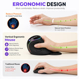 J-Tech Digital Ergonomic Mouse with Wireless Connection, Removable Palm Rest, Thumb Buttons