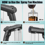 Rechargeable Spray Tan Machine Portable Travel Spray Tan Gun Self Tanners Professional Mobile Spray Tan Airbrush Machine For Home Salon DIY Beach Self Tans and Travelling (Black)