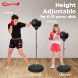 Champs MMA Kids Boxing Freestanding Reflex Bag Dummy, for Kids Ages 6-16 – Kids Punching Bag with Stand and Gloves Set, Exercise Equipment for Agility, Hand-Eye Coordination Workout Kit Champs MMA