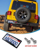 ZXFOOG Mountain License Plate Frames- Plastic Black Car Tag Holder Bracket with Screws Caps, Blackout 2 Packs 2 Hole, Mountain Vinyl Sticker Included