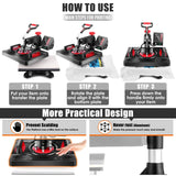 Professional 8 in 1 Heat Press Machine Sublimation Machine 12" X 15" Shirt Press Machine 360° Swing Away
