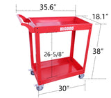 HIGOOD Heavy Duty Service Utility Cart,2 Shelf Steel, 800-Pound Capacity, 35.6 x 18.1x38-Inch RED