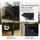 HULALA HOME 30 Inches Side Table with Charging Station, Black
