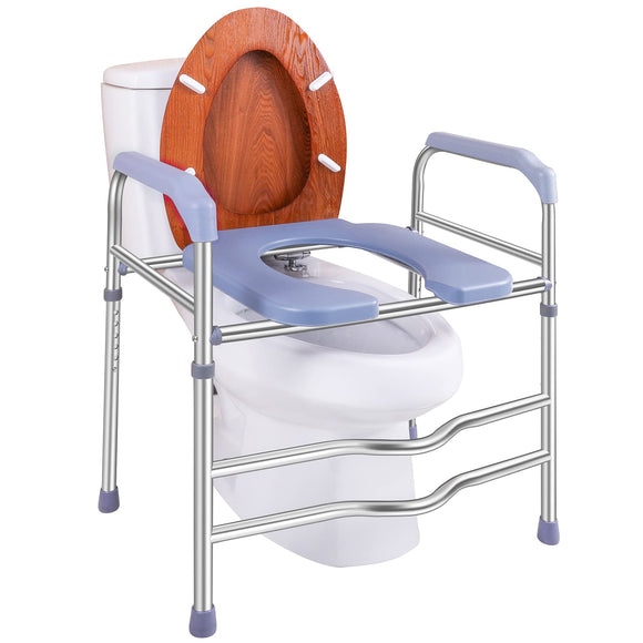Toilet Seat Riser for Seniors with Adjustable Height, up to 400lbs, Raised Toilet Seat Deewow
