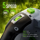LUCKYTECH Leaf Blower Cordless, Brushless Handheld Leaf Blowers with 4.0Ah Batteries, 680CFM 180MPH with 5 Speeds, Lightweight Snow Blower Grass Blowers for Lawn Care, Patio, Yard, Garage