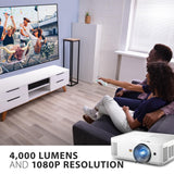 ViewSonic PA503HD 4000 Lumens High Brightness Projector with 1.1x Optical Zoom, USB, and HDMI inputs for Home and Office