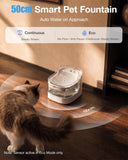 PETGUGU AI Cat Water Fountain with App, 2L Motion Activated Pet Water Fountain, Automatic Pet Water Dispenser Ultra Quiet Wireless Pump, 8-Layer Filtration BPA-Free for Cats & Small Dogs