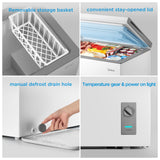 Midea MERC07C4BAWW Chest Freezer, 7.0 Cubic Feet Freezer With Removable Basket, Interior LED Light, Adjustable Temperature, For Kitchen Apartment Office, White