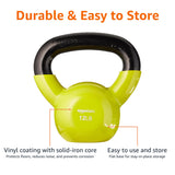 Amazon Basics Vinyl Coated Cast Iron Kettlebell for Training, 12 Pounds, Wide Handle, Home Workout Equipment, Yellow