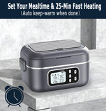 Rhudaky 27000mAh Cordless Electric Heated Lunch Box, 100W Rechargeable Portable Food Warmer for Adults Work Travel Car - Battery-Powered & Self-Heating, 2 x 6.3 cups