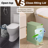 Slim Trash Can for Bathroom with Air Freshener Soft Close Lid, 6 Liter/ 1.6 Gallon Stainless Steel Garbage Can with Removable Inner Bucket  (GREEN)