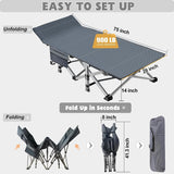 ABORON Folding Camping Cot W/Mat for Adults, Heavy Duty Outdoor Bed with Carry Bag,1200 D Layer Oxford Travel Camp Cots ABORON