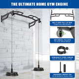 Kipika 48" Ceiling Mounted Pull Up Bar, Heavy Duty Multi-Grip Chin Up Bar, Mounted Pullup Bar, Adjustable Height, Pull Up Bands for Chin Ups & Body Stretching, Ideal for Home Gym and Strength Training (48" Pull Up Bar with 2 Pulleys)